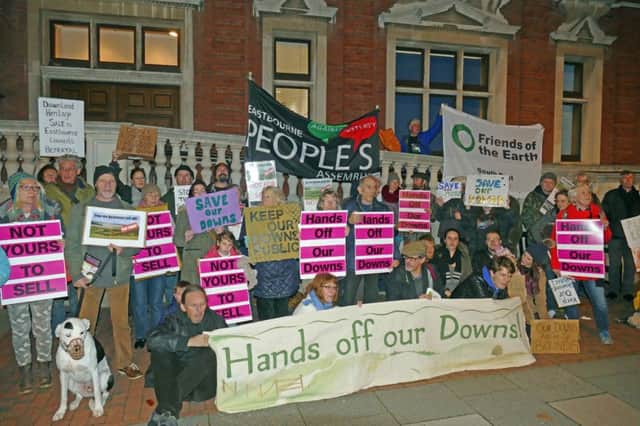 Hands Off Our Downs demonstration at Eastbourne Town Hall SUS-161117-115143001