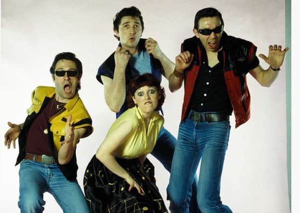 Rocky Sharpe and the Replays, from left, Eric Rondo, Helen Highwater, Jan Podsiadly as Johnny Stud and Rob Podsiadly as Rocky Sharpe
