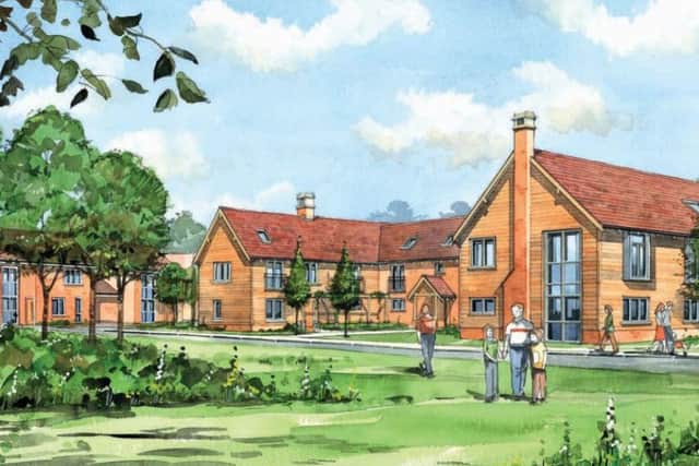 Artist's impression of new homes in Pease Pottage development (photo from Mid Sussex DC's planning portal). SUS-161117-163633001