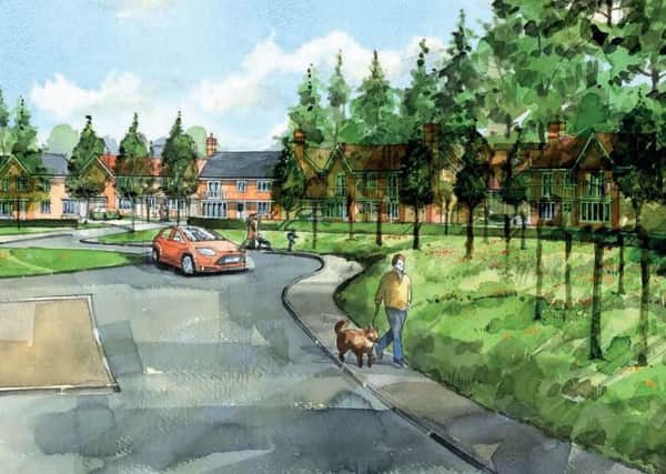 Artist's impression of new homes in Pease Pottage development (photo from Mid Sussex DC's planning portal). SUS-161117-163648001