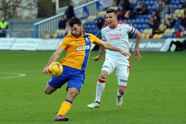 Mansfield Town v Crawley Town.
Pat Hoban has an early attempt on goal.