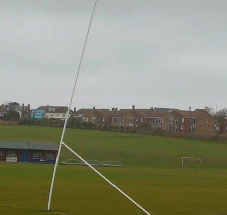 It was more drop post than drop goal at Seaford rugby pitch. Photo by Seaford Rugby Club SUS-161120-111942001