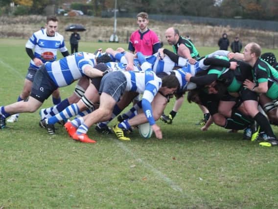 Scrummage action from Hastings & Bexhill's victory over New Ash Green. Picture courtesy Karen Walker