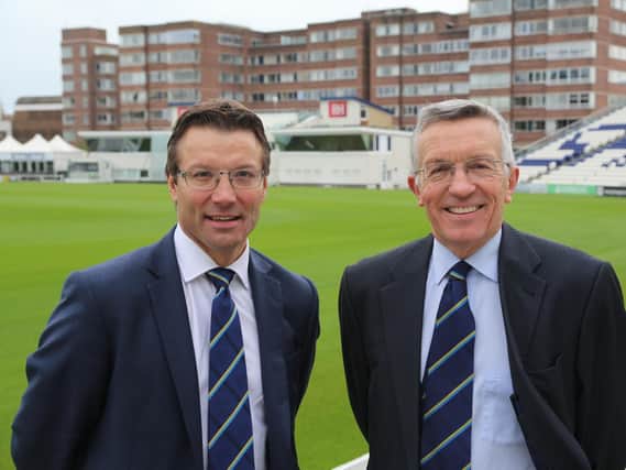 New Sussex chief executive Rob Andrew and chairman Jim May
