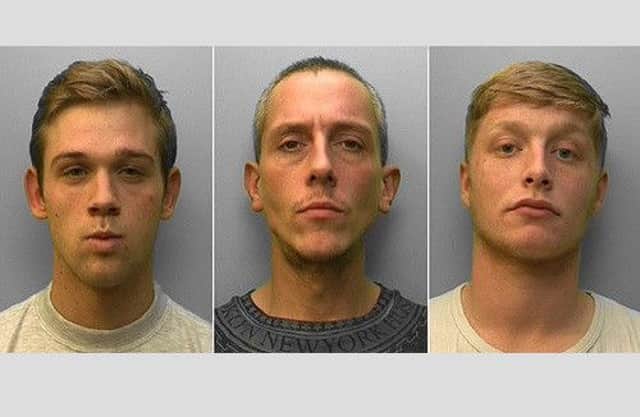 Crawley man Darren O'Donnell (centre) with Thomas Beamount (left) and Harry Conain. Pictures: Sussex Police