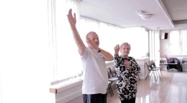 Members of The Laburnum Centre had to stand like mannequins for the fun fundraising video