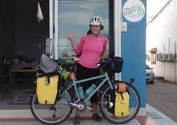 The 29-year-old has to carry everything on her bike, including cooking equipment, bike tools and her computer