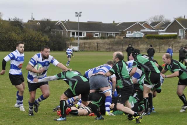 Joe Umpleby on the charge for Hastings & Bexhill against New Ash Green. Picture courtesy Nigel Baker