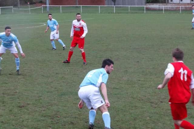 Action from Bexhill United's 4-1 win away to Seaford Town last weekend. Picture courtesy Mark Killy