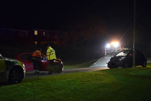 Emergency services were called to a collison in Langney Rise last night SUS-161127-125847001