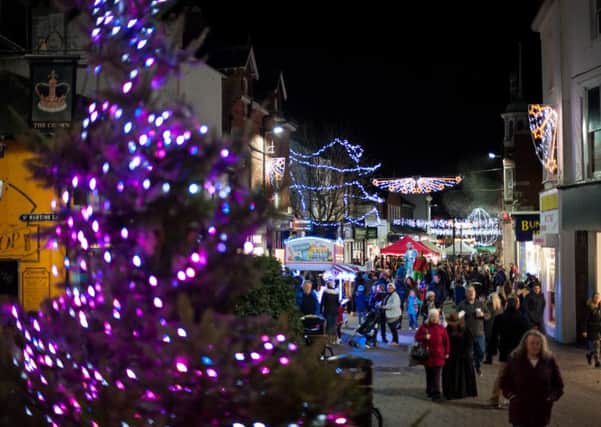The Littlehampton Christmas lights were switched on on Friday. Picture: Scott Ramsey