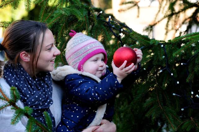 ks16001229-1 Mid Lights  phot kate
Lola Purton and her daughter Evie, two enjoy looking at the newly installed Midhurst Christmas tree in the Square.ks16001229-1 SUS-161129-170934008