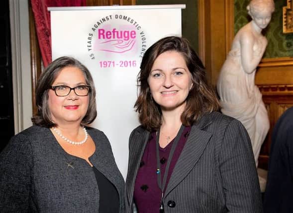 MP Caroline Ansell (right) with the Chief Executive of Refuge, Sandra Horley