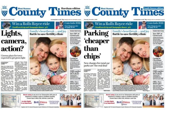 Front pages of the West Sussex County Times (Thursday December 1 edition)