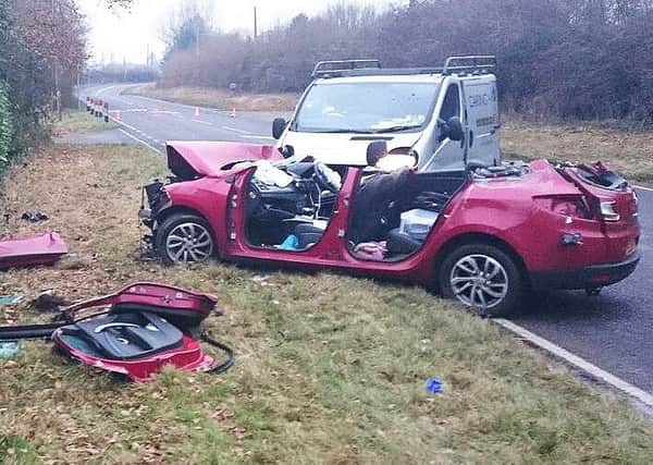 Car and van crash on the A272 in Cowfold. SUS-160212-183431001