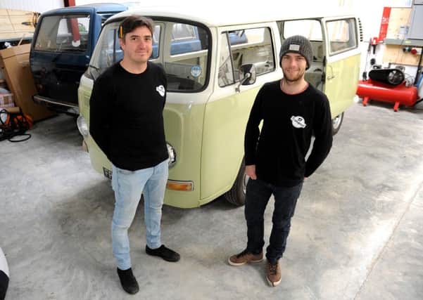 Trimspeed, Funtington. Andy Strange and Kyar Griffiths (wearing beany hat) provide top quality conversions and campervan restorations. pic Steve Robards. SR1635579