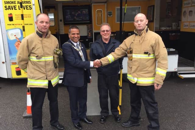 Town mayor Sujan Wickremaratchi also visited the station. Picture: WSFRS