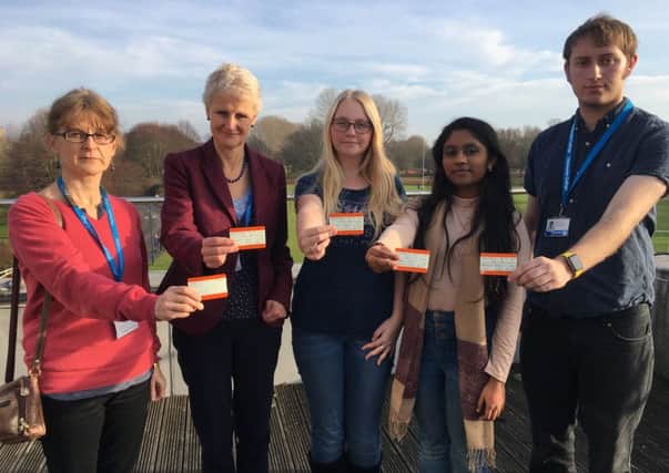 Chichester College principal Shelagh Legrave (second left) is calling for an end to the strikes. Pictured with students and staff who have been affected