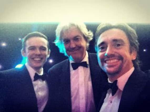 Josh De Wit, with James May and Richard Hammond SUS-160812-102303001