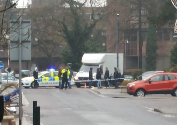 Area taped off in town centre. Photo by Crawley Police.