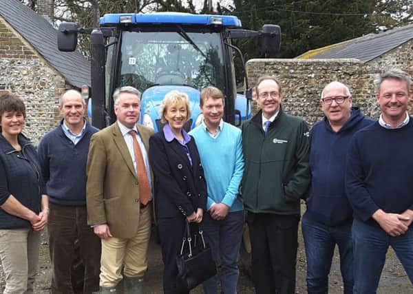 Minister Andrea Leadsom visits  Applesham Farm, Coombes, near Lancing (photo provided by NFU). SUS-160912-142621001