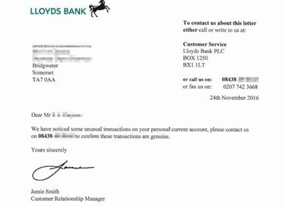 Bank customers warned over fake letters