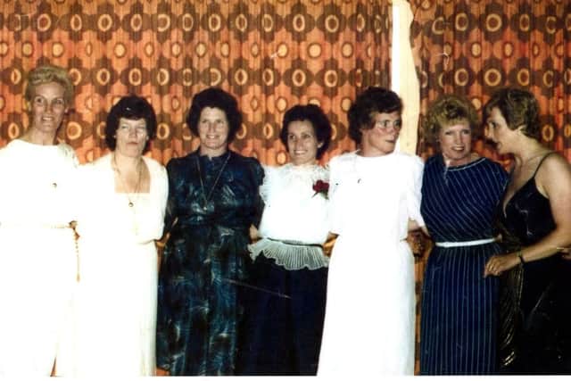 The Harris sisters at a party: Jill, Pat, Sheila, Molly, Carole, Betty and Lesley