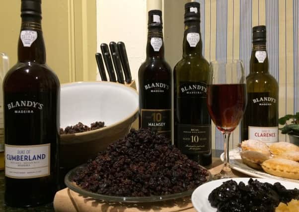 Blandys madeira with mince pies and cake