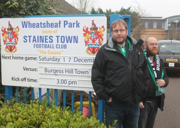 Burgess Hill fans outside the Wheatsheaf ahead of their 2-1 victory over Staines on Saturday SUS-161219-121501002