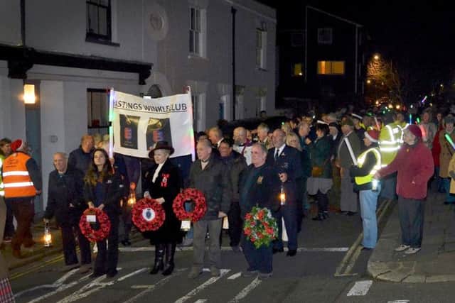 Hastings Winkle Club's Remembrance Parade. Photo by Sid Saunders. SUS-161218-090735001