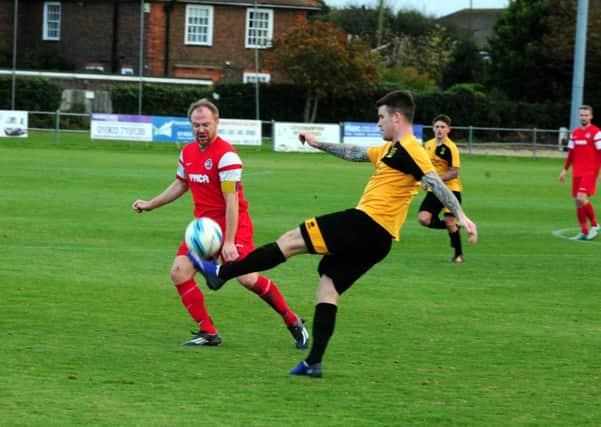 George Gaskin saw a shot well saved in Golds' defeat to Broadbridge Heath on Saturday. Picture: Kate Shemilt KS16001174