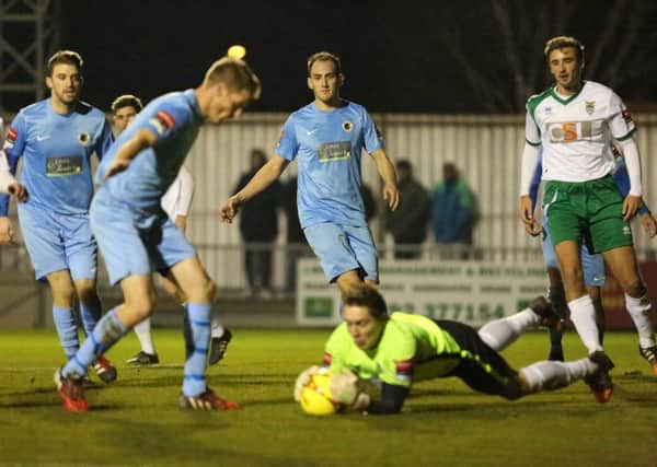 Action from Horsham's Sussex Senior Cup defeat at Bognor on Tuesday night. Picture by Tim Hale