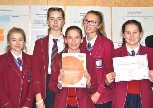 Students from The Towers Convent School accepting their Make Your Mark certificates