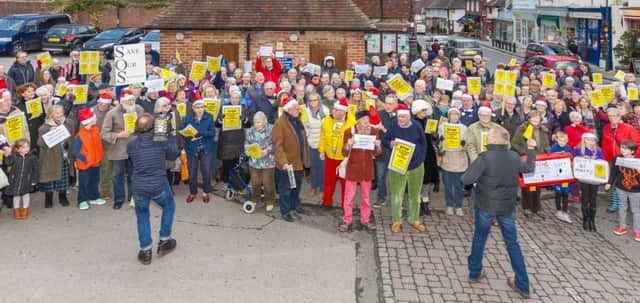 Demonstrators in Steyning protesting about proposed car parking charges. Photo: Frank Bull SUS-161221-115111001