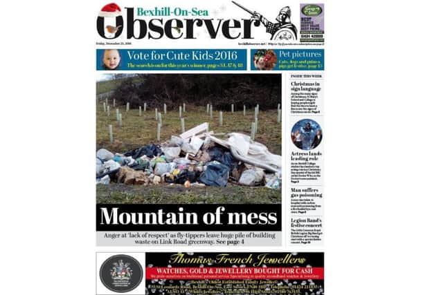 Bexhill Observer front page, 23/12/16 SUS-161222-143127001