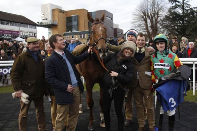 Lil Rockerfeller and connections after the National Spirit Hurdle / Picture by Clive Bennett