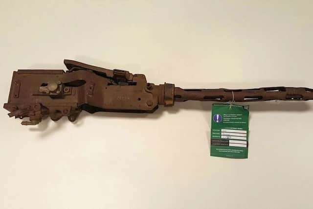 Above: The recovered Browning 303 Spitfire machine gun SUS-161223-121811001