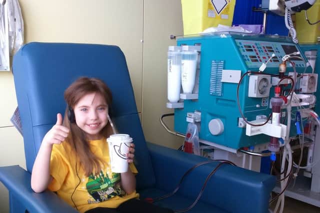 Molly, nine, has to go to London three times a week for dialysis and has been waiting for three years for a new kidney
