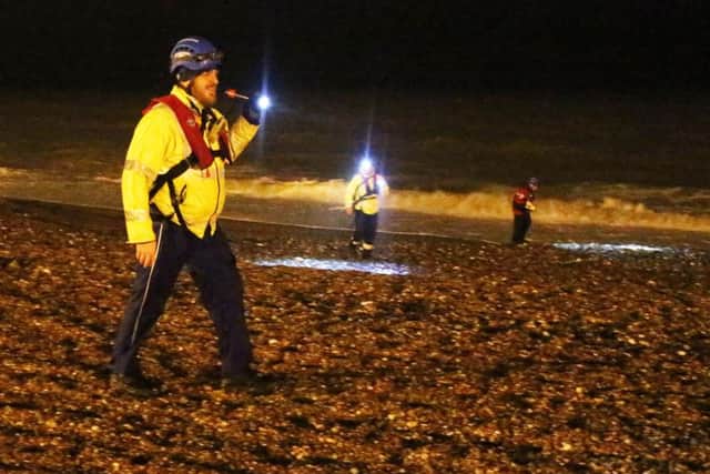Police and coastguard at Worthing beach last night after reports of two people in the water. Picture: Eddie Mitchell SUS-161226-103456001