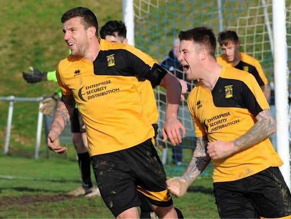 George Gaskin celebrates one of his goals for Littlehampton at Worthing United. Picture by Stephen Goodger