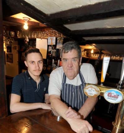 Break-in at the New Inn in Sidley.
Publican Stephen Lucas (Right) and director Dom Izzard. SUS-160127-144459001
