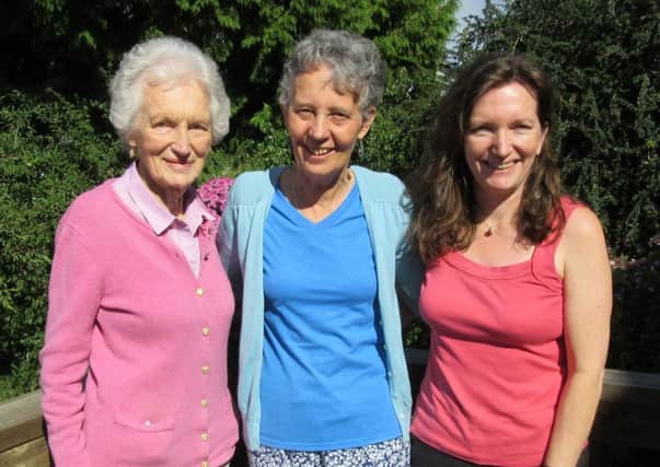 Crawley author Barbara Cox (right) and her mother Gwen who was evacuated from Newcastle in the war. Pictured with with Gwen's surrogate parents' grand-daughter Hilary - submitted by Mrs Cox