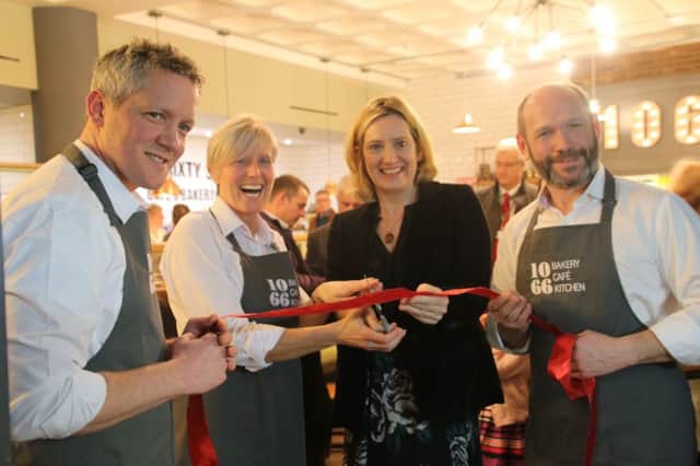 Amber Rudd MP cuts the ribbon on the 1066 Cafe at the Conquest Hospital, Hastings. Picture by Alan Roberts Photographic. SUS-170501-103417001