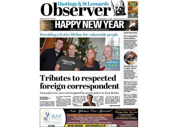 Hastings Observer front page for December 30. SUS-161230-100435001