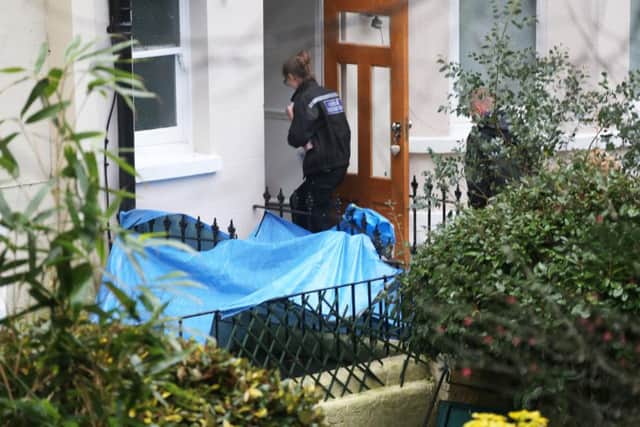 A man died after falling from a flat in Charles Road, St Leonards, in the early hours of New Year's Day. Picture by Eddie Mitchell. SUS-170101-152046001