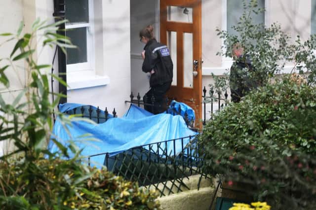 A man died after falling from a flat in Charles Road, St Leonards, in the early hours of New Year's Day. Picture by Eddie Mitchell. SUS-170101-152046001