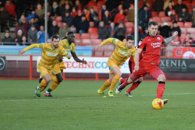 James Collins scores Crawley Town's second goal against Yeovil SUS-170201-164718002