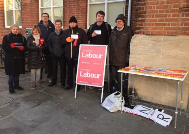 Labour members campaigned at Worthing station this morning