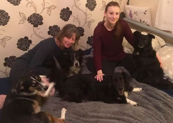 Amanda and mum Christine with Molly, Bonnie, Dylan and Liquorice