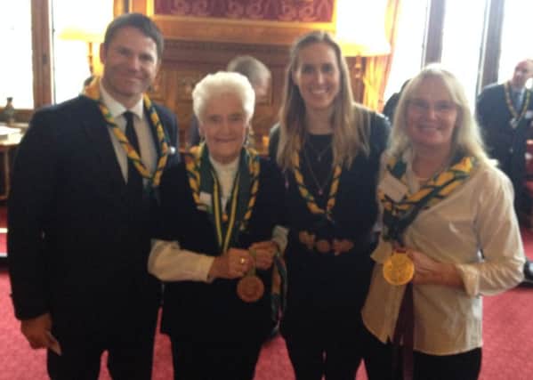 Angela and her mother Mary-Rose with Steve Backshall  and Helen Glover in Westminster